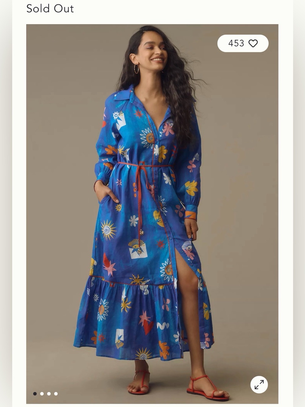 La Maise Studio Anthropologie blue print maxi dress